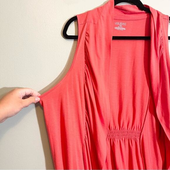 Lane Bryant Women's Orange Sleeveless Loose Fit Open Front Cardigan Size 18/20 - Picture 4 of 10